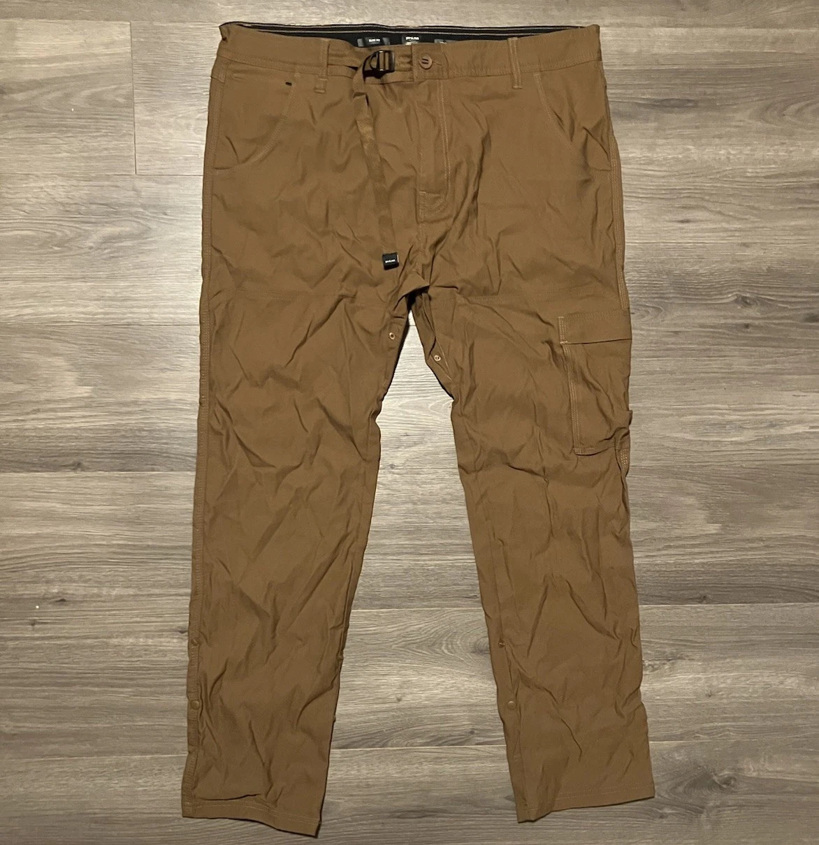 Prana Pants Men's 40x31 Brown Stretch Zion Belted Cargo Hiking Vented Slim Fit