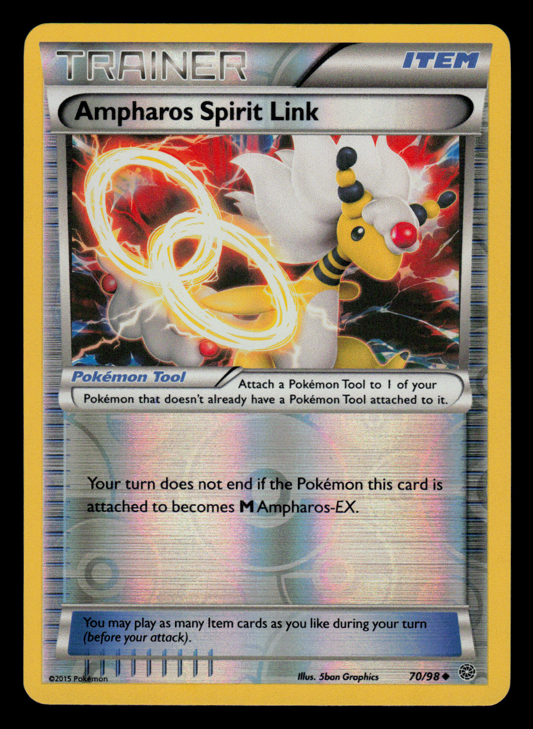 NM - Pokemon Ampharos Spirit Link 70/98 Ancient Origins Reverse Holo Uncommon