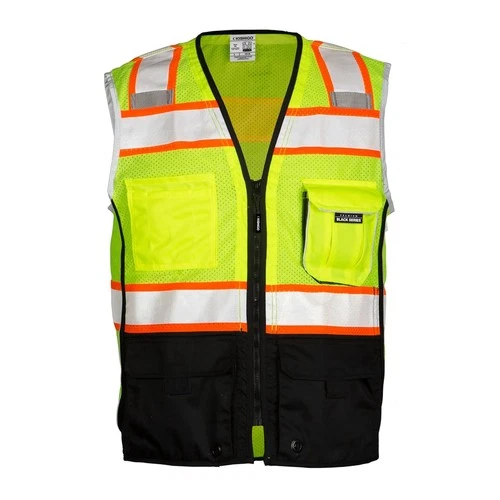 Mens High Visibility Reflective Premium Black Series Bottom Vest 1515 Zipper - product listing photo