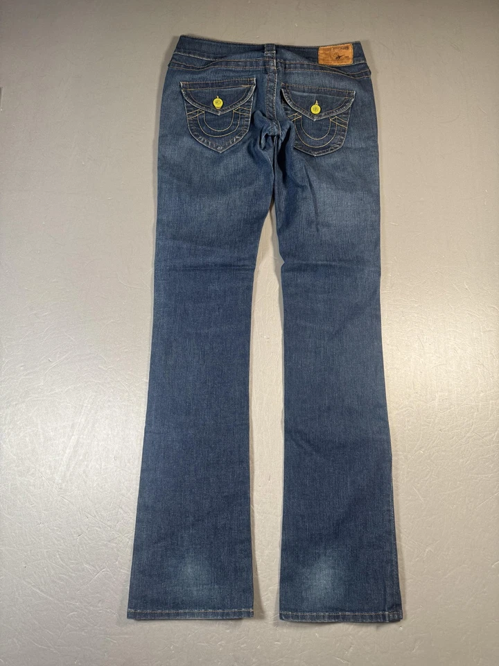 True Religion Jeans Womens 26 Blue Bootcut Flap Pockets Horseshoe Made in USA - Image 3 of 4