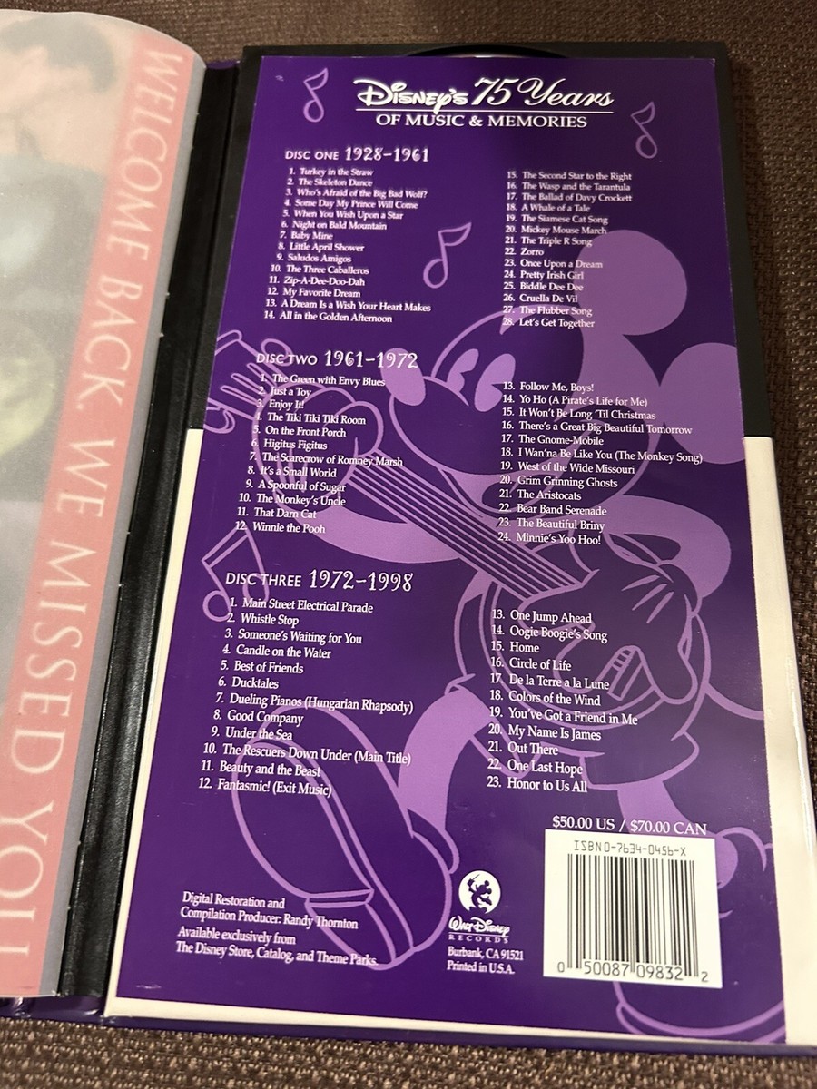 Disney 75 Years of Music and Memories 1928 to 1998-3 CD Set
