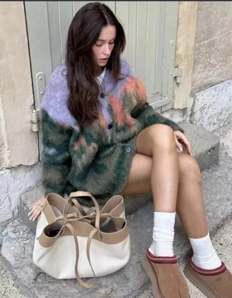 ZARA  LANDSCAPE  KNIT CARDIGAN COAT MULTICOLOURED OVERSIZED 2893/116  XS-S NEW - Image 3 of 3