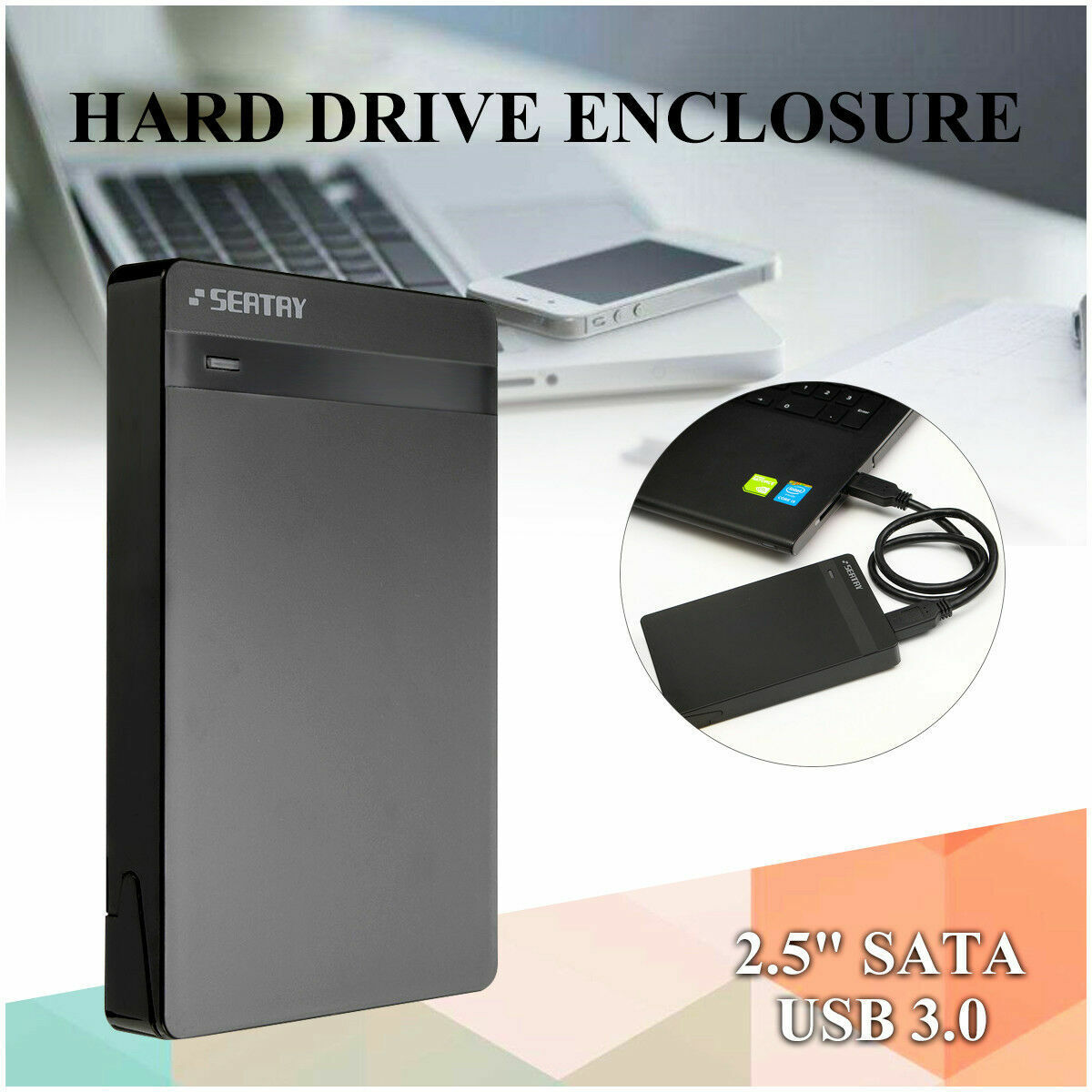 USB 3.0 1TB External Hard Drives Portable Desktop Mobile Hard Disk Case Black