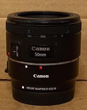 CANON EF 50mm f/1.8 STM LENS W/ CANON EF-EOS MOUNT ADAPTER- USED.