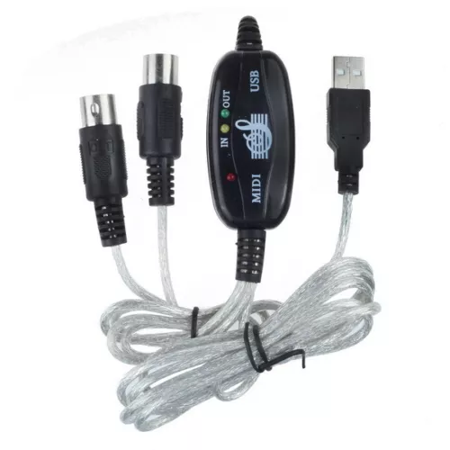 MIDI USB IN-OUT Interface Cable Cord Line Converter PC to Music Keyboard Adapter