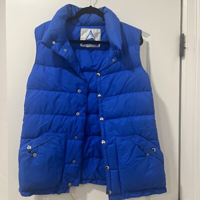 S Vintage 80s Holubar Boulder Colorado Puffer Down Fill Vest Jacket Blue Snap
