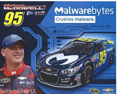 2016 MICHAEL MCDOWELL ''MALWAREBYTES'' #95 NASCAR SPRINT CUP POSTCARD