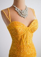 Marigold Yellow Long Formal Prom Pageant Evening Hoco Wedding Gown Gala Dress 8