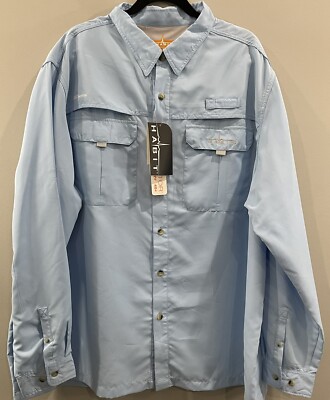HABIT Mens Shirt 2XL Blue Long Sleeve 360 Vented Solar Factor Fishing Hiking