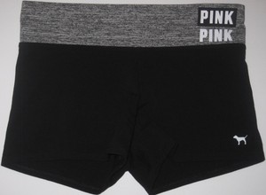 NWT-VICTORIA-039-S-SECRET-PINK-BLACK-GRAY-MARLED-WHITE-LOGO-YOGA-FLAT-SHORTS-SHORTIE