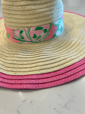 Lilly Pulitzer Pretty Pink Tootie Straw Floppy Beach Sun Hat Poolside Cottage Lilly Pulitzer Pretty Pink Tootie Straw Floppy Beach Sun Hat  main image 2