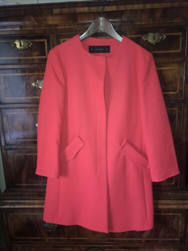 Zara Mujer Abrigo Chaqueta Tamaño Grande Rojo