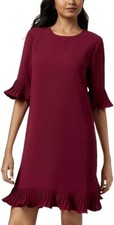 Alfani BERRY Women's Pleated Flounce Dress, US 6