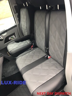 Lux-Ride Custom Seat Covers For Vauxhall Vivaro C (2019-2025) – Black Art Leather & Alicante Full Set