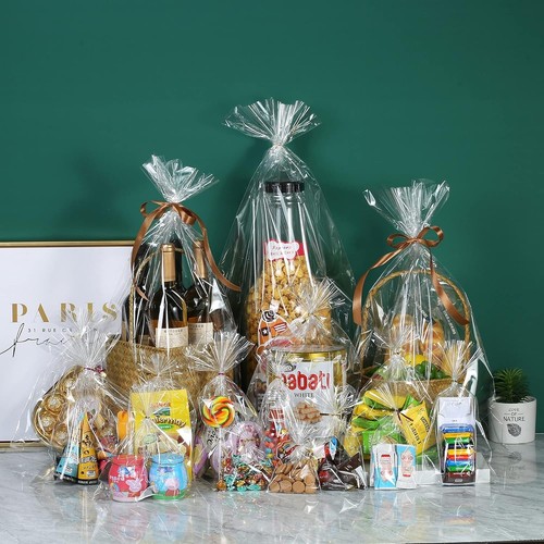 100 Pcs Premium 20"x30" Clear Cello Treat Bags with Colorful Twist Ties - 第 6/10 張圖片