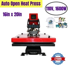 16" x 20" Auto Open Slide Out T-Shirt Heat Press Machine Vertical Version USA