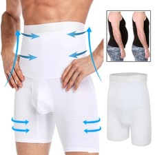 Men's Compression High Waist Boxer Shorts Belly Control Body Shaper Girdle Pant,