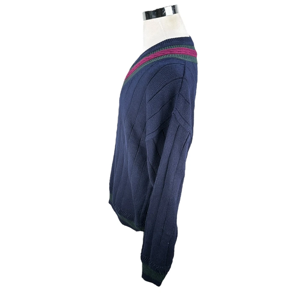 Suéter Tenis Vintage Adirondack Savile Row Para Hombre XL Azul Algodón Cuello en V EE. UU. 90s Foto 4 de 4