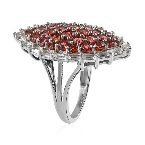 Mozambique Garnet White Topaz Ring Platinum Over SS 4.15 ctw Size 8 and Size 9 - Image 4 of 4