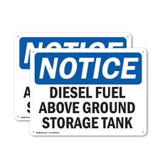 (2 Pack) Diesel Fuel Above Ground Storage Tank OSHA Notice Sign Decal Metal