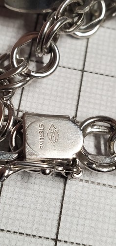 Sterling Silver Bracelet With 8 Charms 925 Stamped PR 31.8 G Pensylvania Dutch - Picture 8 of 11