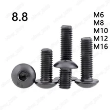 Black 8.8 Steel Hex Socket Button Head Screws Allen Bolts M6 M8 M10 M12 M16