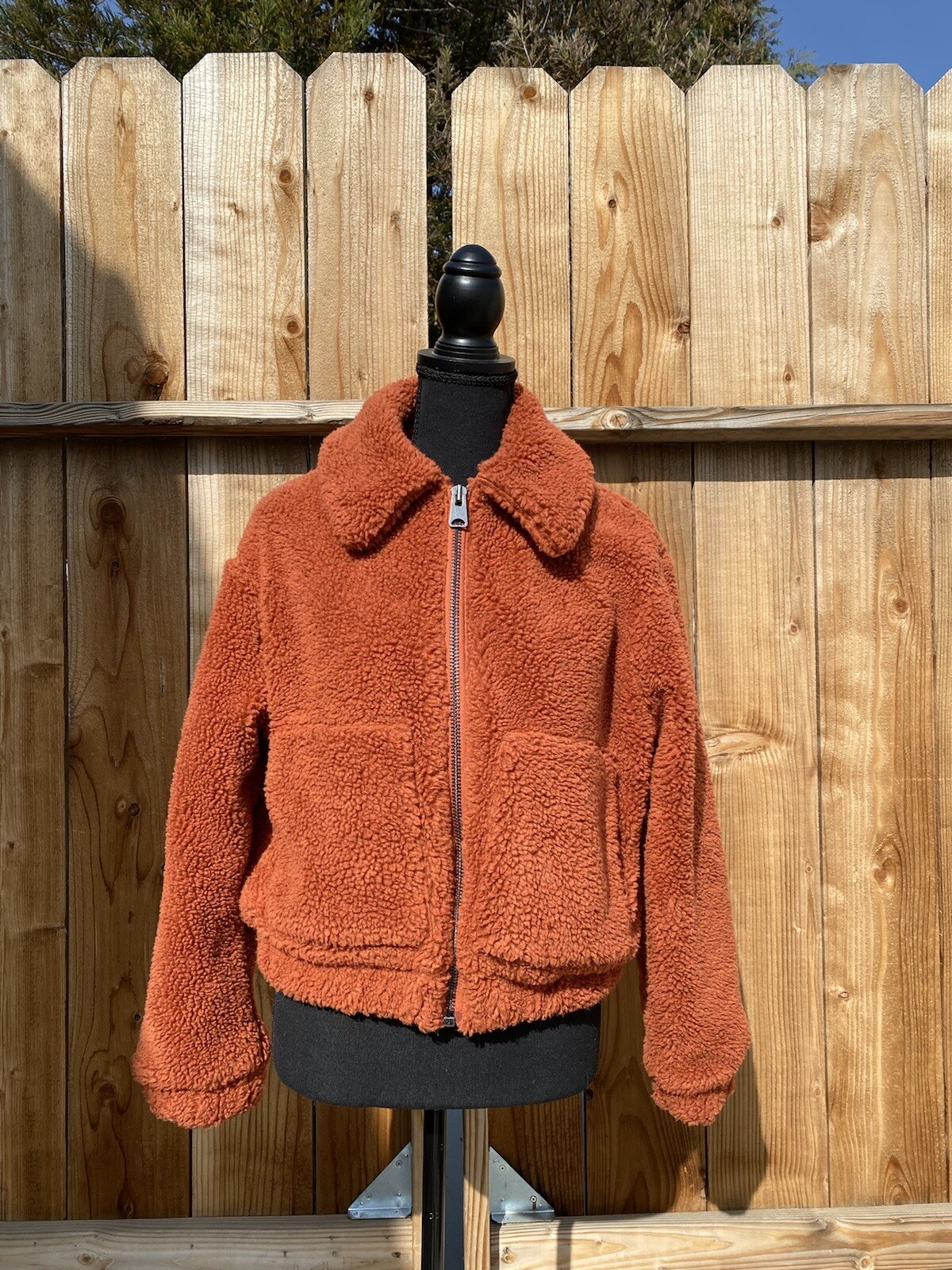 urban outfitters teddy bear jacket orange sherpa size… Gem