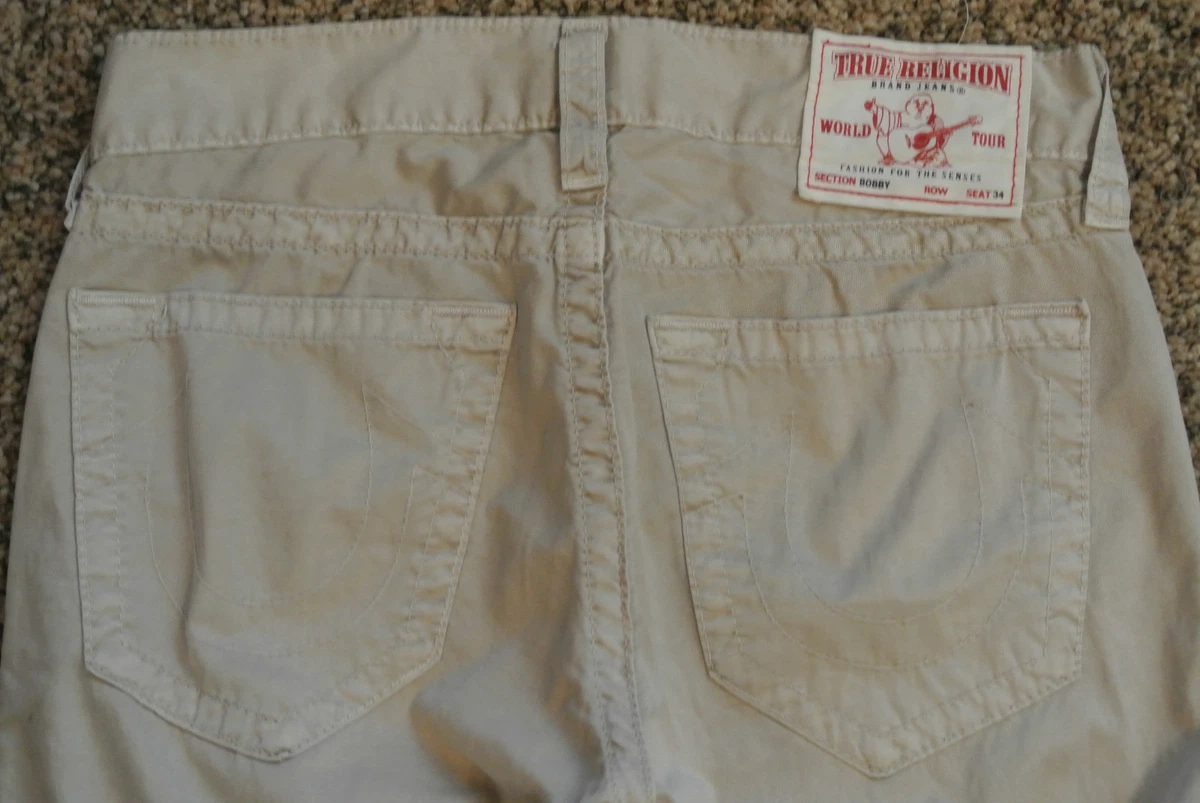 TRUE RELIGION SAMPLE BOBBY Khaki Jeans 31X31 NWOT 354 Hard to Find Shaded Beige
