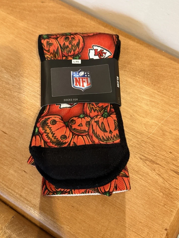Calcetines Rockem Rock em Adulto L/XL Kansas City Chiefs HALLOWEEN Calabazas Foto 2 de 2
