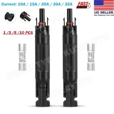 10/15/20/30/32A in-line Fuses Holder w/Fuse Solar Panel PV Connectors Waterproof