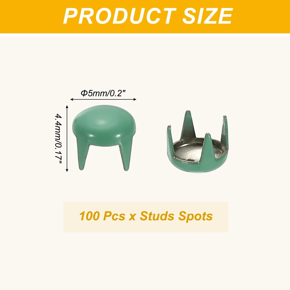 Tachuelas de metal de 5 mm manchas 100 piezas cuentas redondas con garra de cúpula cabeza de clavo, verde Foto 2 de 4