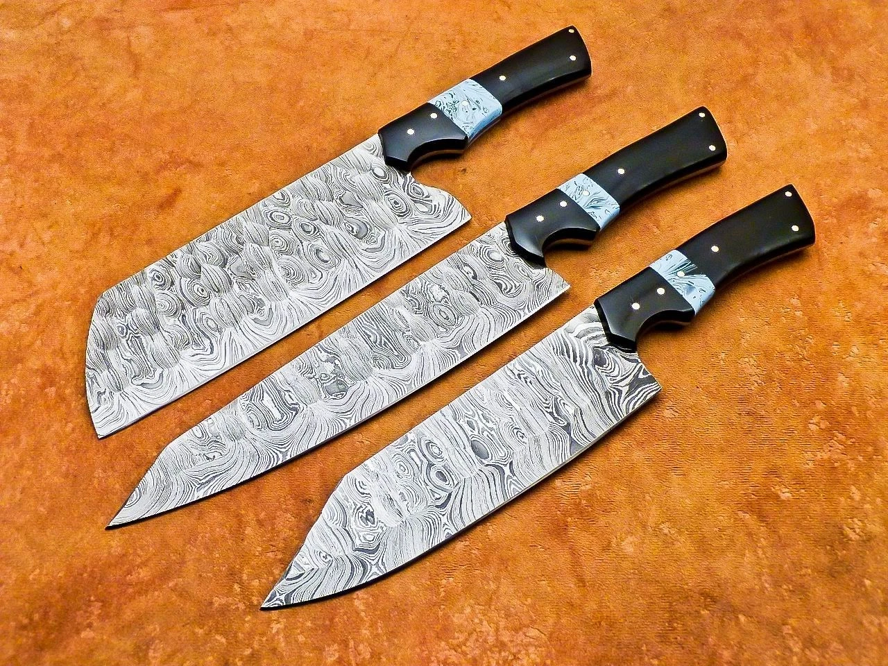 3 Piece Kitchen Knife Set Chef Santoku Paring Damascus Steel Knives Set
Opens in a new window or tab