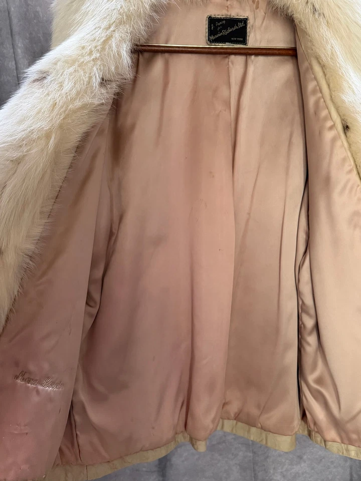 Abrigo de cuero tostado M para mujer J. Percy for Marvin Richards cuello de piel de zorro real Foto 3 de 4