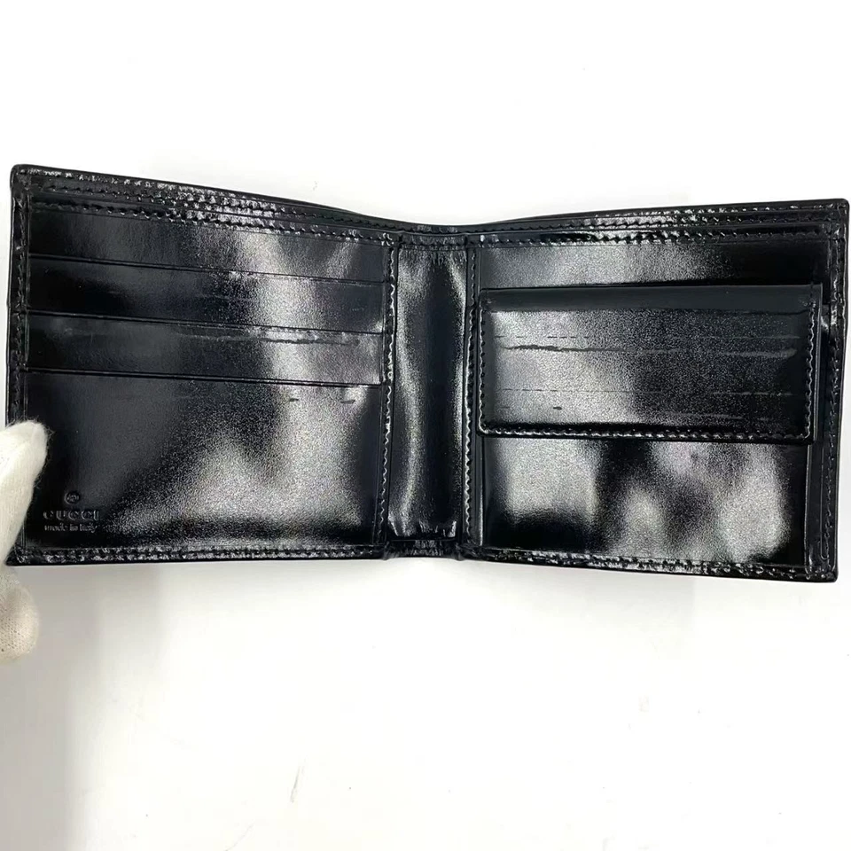 Бумажник складной двойной Gucci G с логотипом лакированная кожа женский черный один размер - Изображение 3 из 4