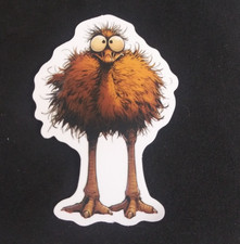 Fuzzy Ostrich Funny Animal Sticker 2.5