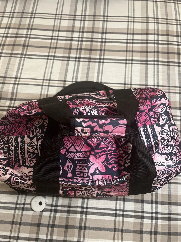 LL Bean 23” Grande Aventura Bolso de Lona Grande Azul y Rosa Patrón de Mano Foto 2 de 4