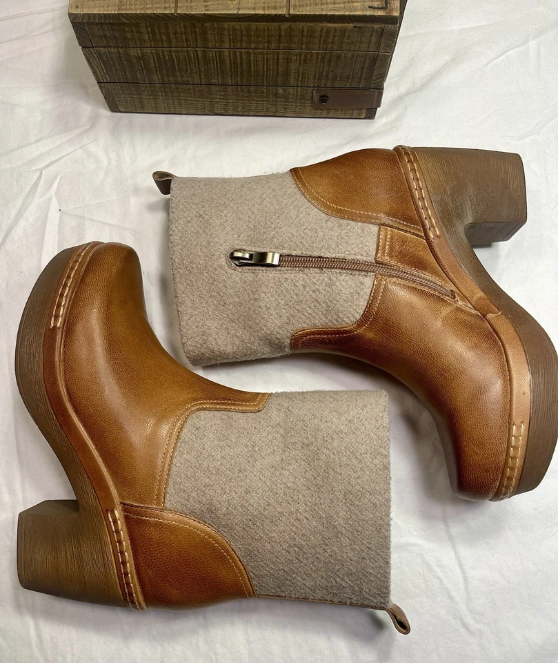 Botas cortas de mujer Antelope Sato de lana y cuero marrón talla 5,5-6 (EU 36) USADAS EN EXCELENTE ESTADO Foto 4 de 4