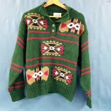 VTG River Trader Quarter Button Pullover Southwest Knit Sweater Sz S