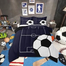 Football Comforter Set Full Size Kids Soccer Bedding Set for Boys Girls Teens...