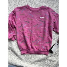 Nike  Girl's Size 4 Pink Multicolor Swoosh Logo Sweatshirt 654