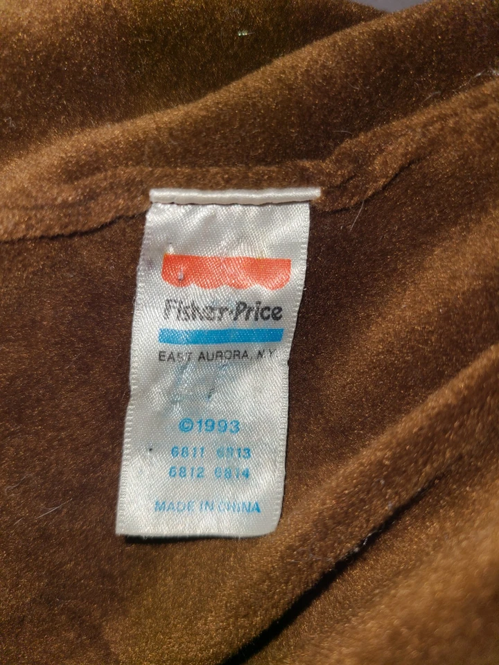 复古 1993 Fisher Price Rumple Bear 长毛绒 17 英寸棕褐色填充动物 — 第 3/3 张图片