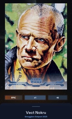 Vect Nokru - Stellar Art Epic 250cc Blue Star Wars Card Trader Smugglers Outpost