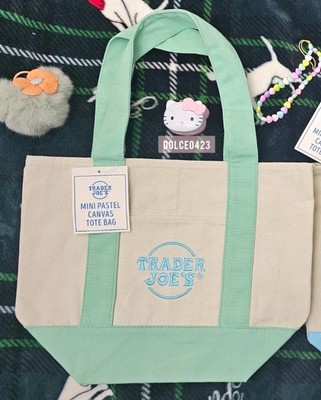 FREE gift) Trader Joe's Pastel Mint Mini Canvas Tote Bag
