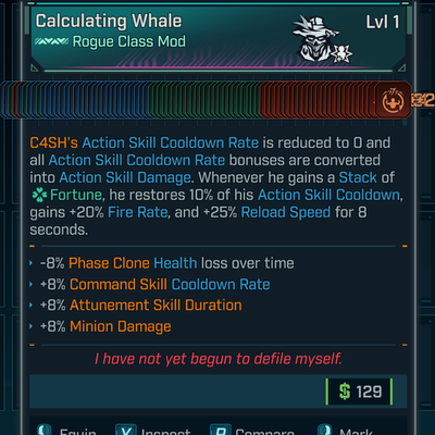 #ad Borderlands 4 • MODDED COM • C4SH Whale Class Mod • Level 1 • PS PC XBOX STEAM $8.00