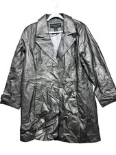 Centigrade Leather Coat Womens 1X Gray Trench...