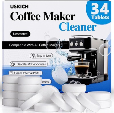 Coffee Machine Cleaner Descaler Tablets 34 Pack - for Keurig, Ninja, Breville...