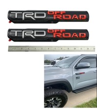 2pcs Trd Offroad Emblem 3d Made Fit For Tacoma Trd-off Road Badge Blackred