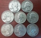 $2 FV US SILVER COINS LOT OF 8 WASHINGTON QUARTERS 25C