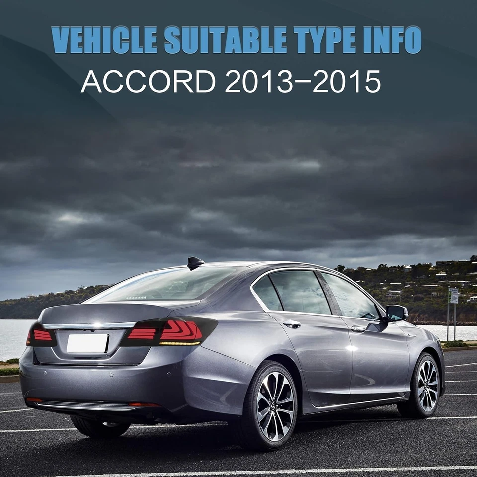 Luces traseras LED para Honda Accord 2013-2015 sedán señal de giro secuencial ahumada Foto 2 de 4