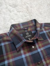 FLYLOW Brigitte Technical Flannel Plaid Snap Up Shirt S Gorpcore Moisture Wick